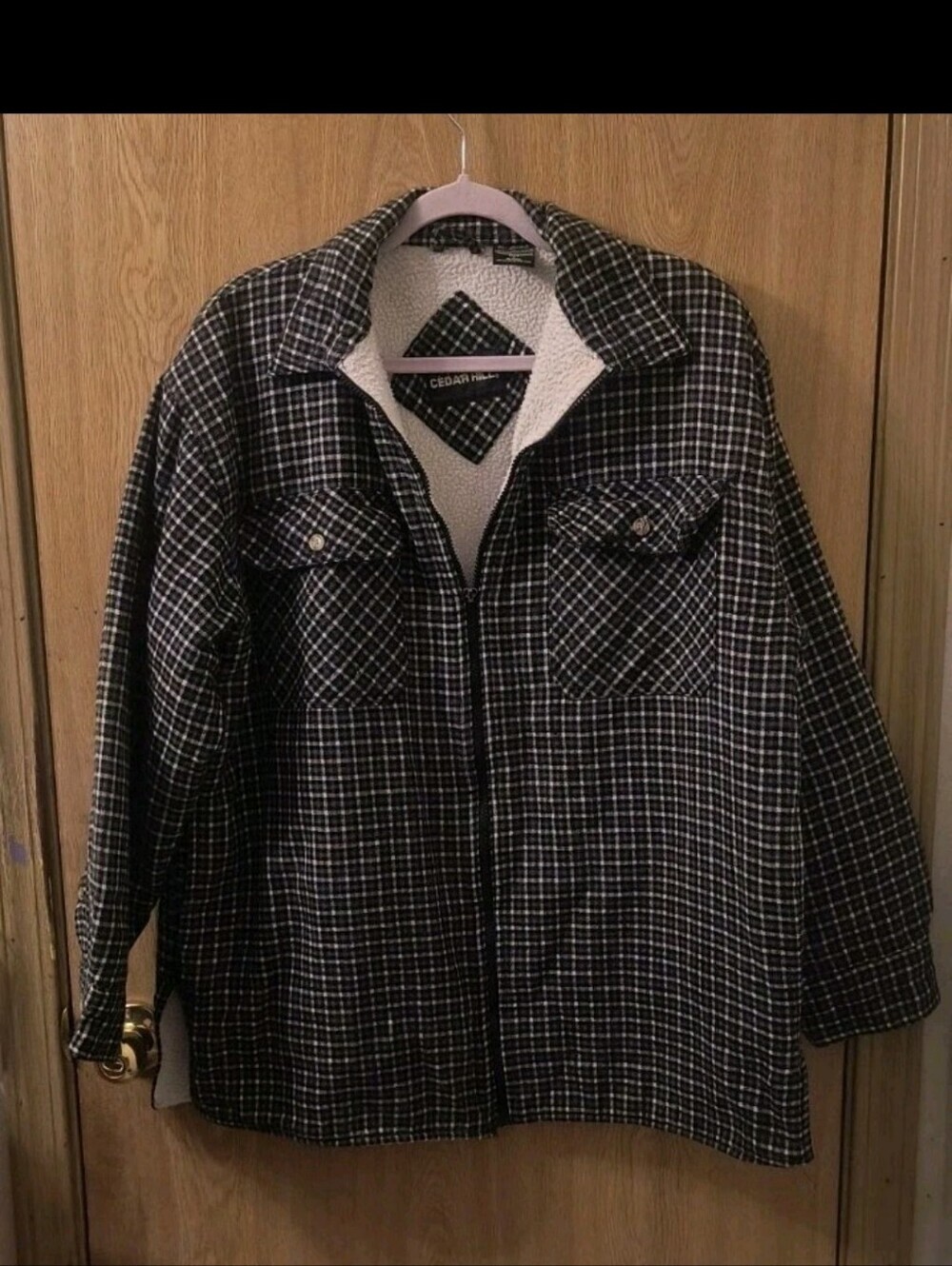 Vintage 90s Cedar Hill Plaid Sherpa Lined Flannel Jacket Men’s M/L (P2P 23”)